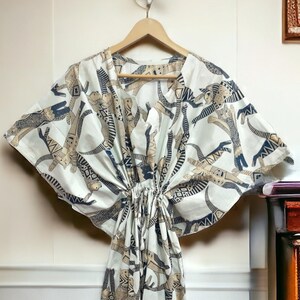 Big cat kaftan, Kaftan, Long Maxi Dress, Bridesmaid Gown, Beach Wear Cotton Caftan, Gifts For Her