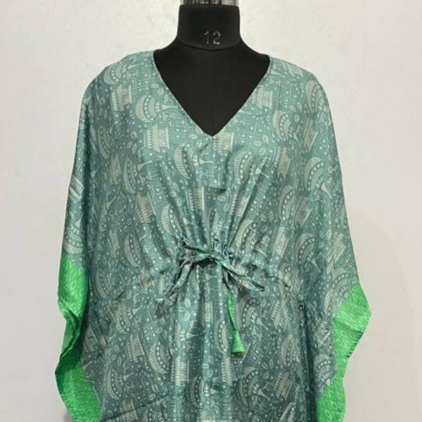 Seidenkaftan Maxikleid, Patwork Seidenkaftan Abendkleid, Übergroßer Seidenkaftan für Frau, Luxus Seidenkaftan Cover-up Geschenk