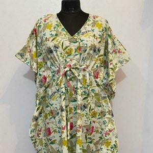 Indian Floral Kaftan, Long Caftan,Dress For Moms, Beach Cover up, Sleepwear, Indian Kaftan, Maxi Dress,Bikini Cover Up