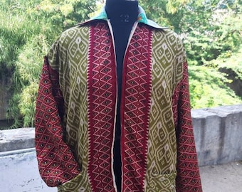 Reversible Kantha Quilted Jacket: Handmade Cotton Boho Patchwork Coat