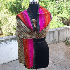 Kantha Stitch Silk Scarf: Reversible Vintage Sari Wrap