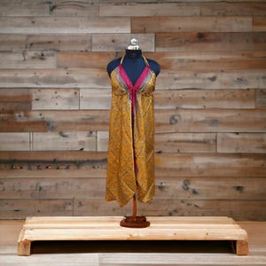 Vestido boho tamanho livre, vestido de verão, vestido longo de seda, moda de verão boho, festival hippie, roupa de festa, moda, vestido de seda sari reciclado