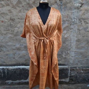 Silk Kaftan For Women, Silk Kimono For Her, Vintage Silk Robe Luxury Dress, Designer Silk Caftan Dress