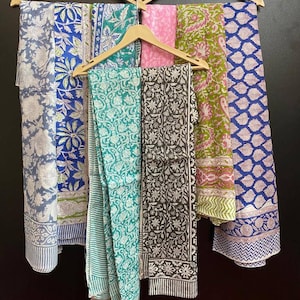 Lote de pareos de playa de gasa suave con estampado de bloques hechos a mano de la India