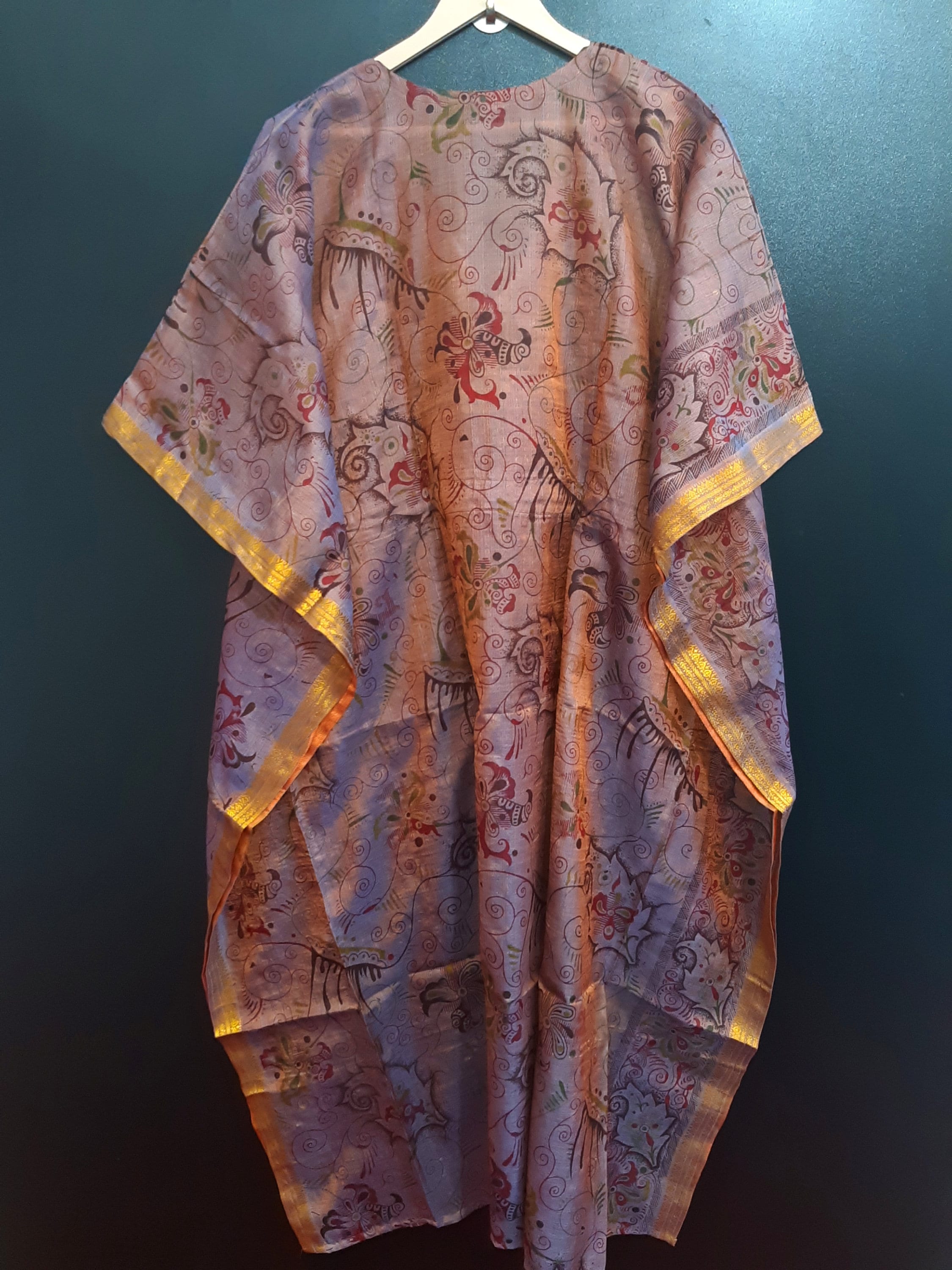 O-neck African Bohemian Silk Kaftan Dress. main image 1
