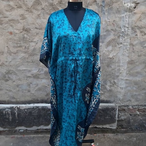 Silk Kaftan For Women, Silk Kimono For Her, Vintage Silk Robe Luxury Dress, Designer Silk Caftan Dress