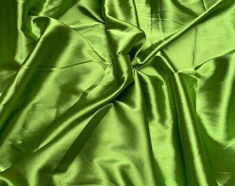 Tessuto in raso di seta verde chiaro, tessuto tagliato su misura: voile lucido, larghezza 44".