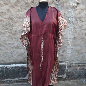 Kaftan para mulheres, quimono de seda para ela, vestido de luxo de roupão de seda vintage, vestido caftan de seda de grife