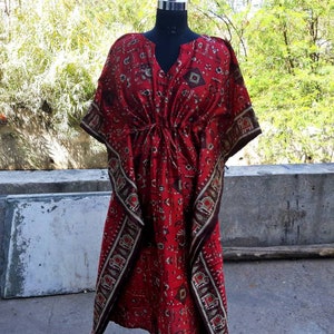 Night Dress For Women, Indian Vintage Silk Kaftan Long Maxi Gown, Floral Print Plus Size