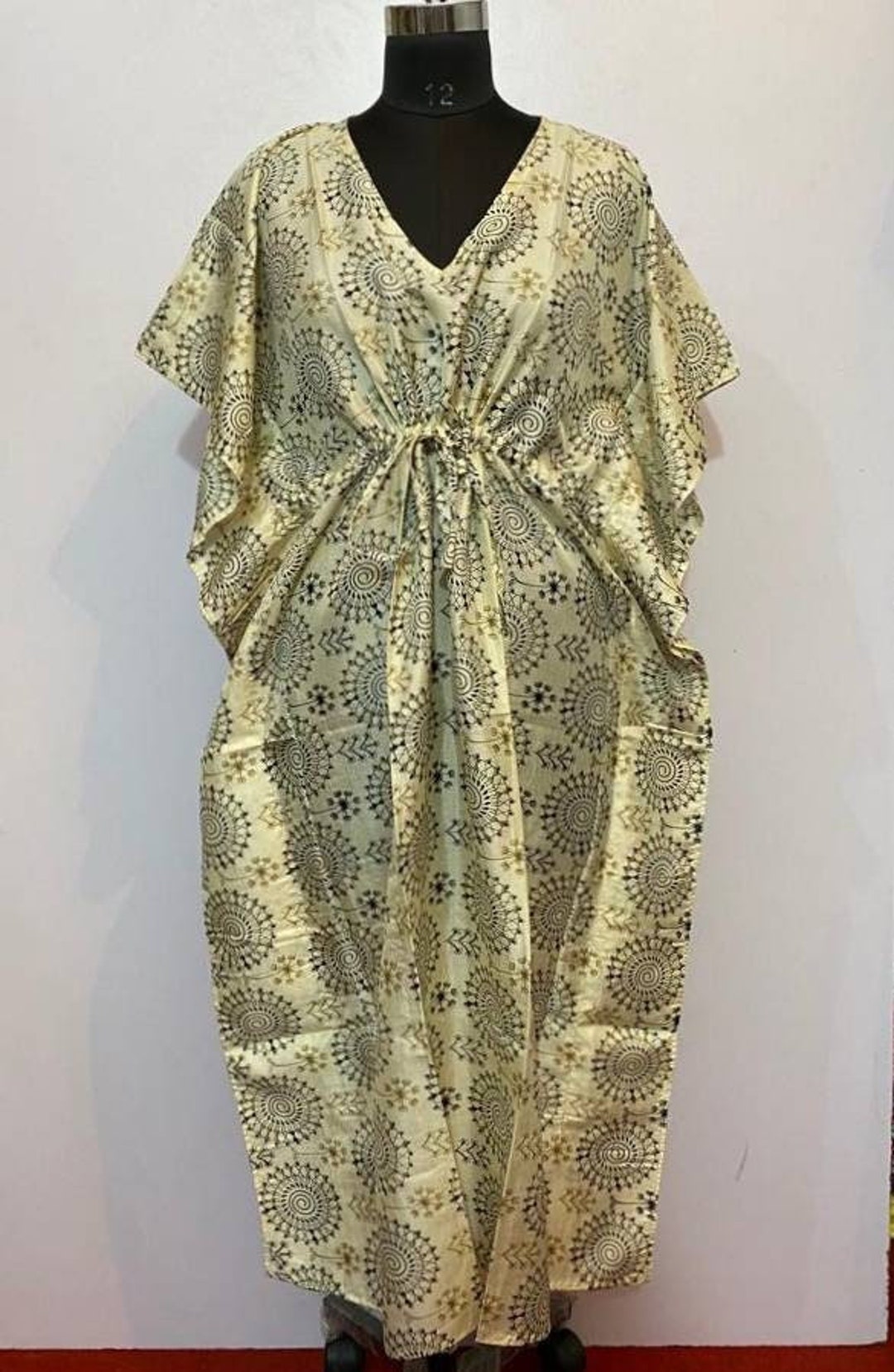 Kaftan Night Dress for Women Indian Vintage Silk Kaftan Long Maxi Gown White Floral Print Art Silk Dress. Etsy Canada