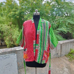 Vintage Kantha Women Jacket Quilted Jacket Hand Crafted Cotton Long Boho, Hippie, Patch, light weight Women Short Coat Ladies Winter Jacket