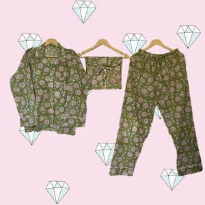 Hand Block Printed Pajama Set,Ladies Soft Cotton Clothing,Indian Pajama,Cotton Pj Set,Bridesmaids Long Set, Indian Cotton Pj Set