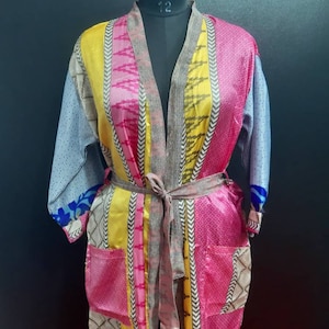 Silk Kimono, Vintage Kimono, Bathrobe, Bridesmaids Robe, Dressing Gown, Beachwear Robe, Christmas Gifts