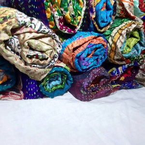 Wholesale Lot Vintage Silk Indian Kantha Scarf Scarves Stole Bohemian Hippie Handmade Bohemian Scarves Scarf ( Assorted Colors )