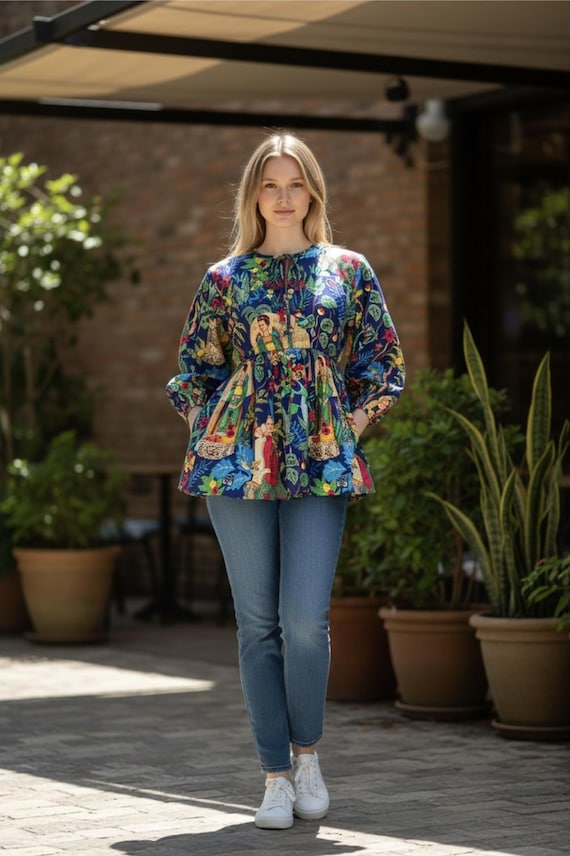 Frida Printed Cotton Dress, Party Dress Floral Hippie Summer or Winter Wear, Dressing S-xl