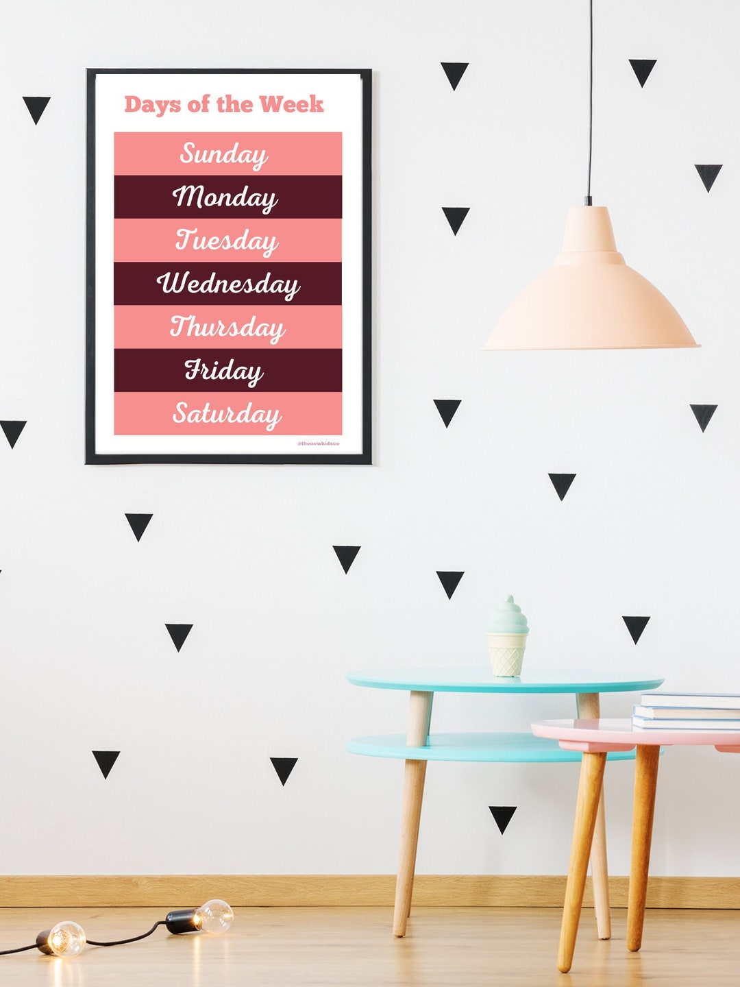 Days of the Week peach Nursery Print Educational Print Children's Print ...