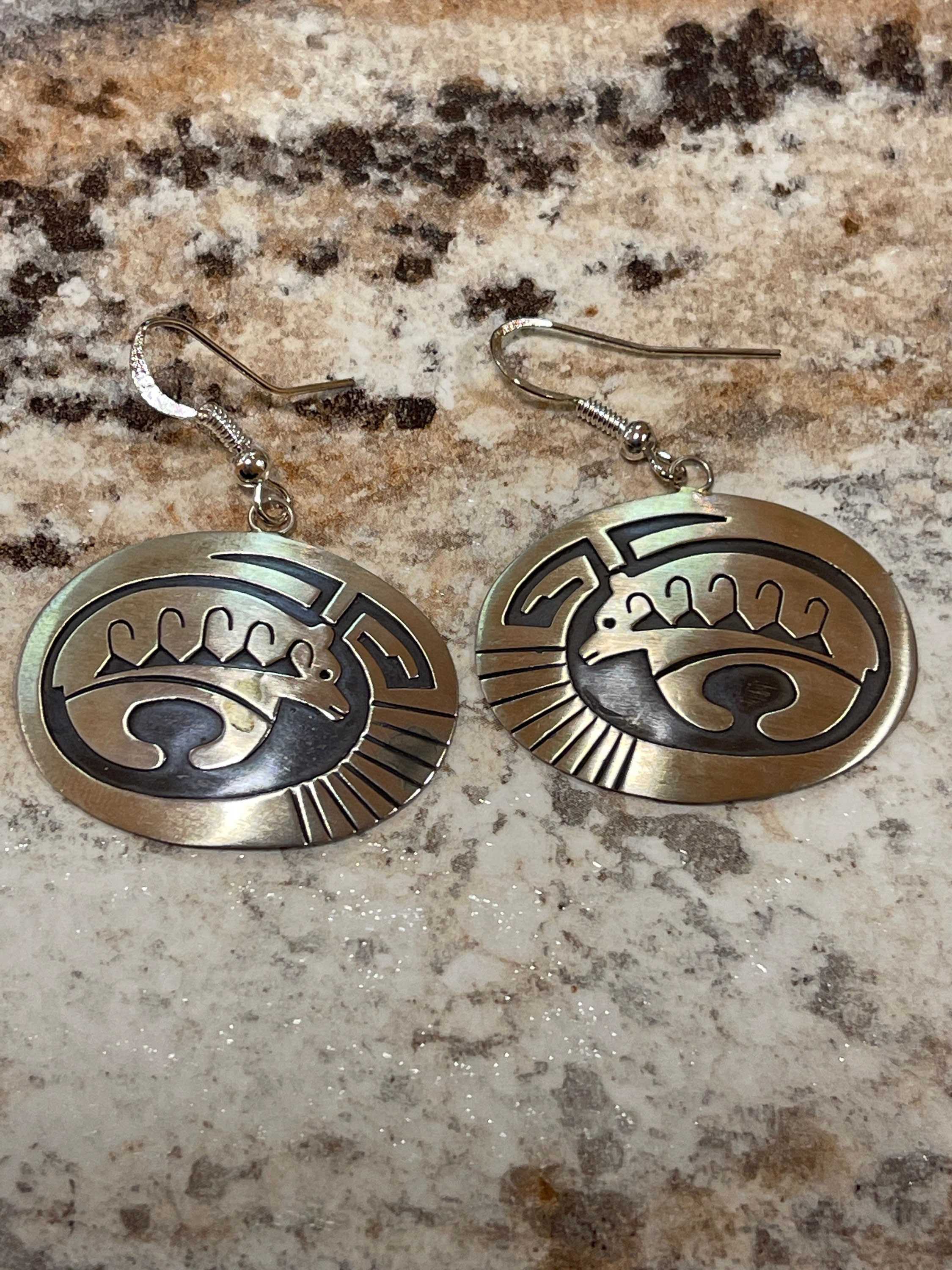 Navajo Bear Sterling Silver Earrings - Etsy