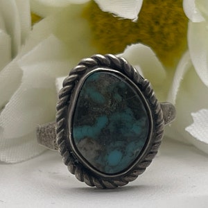 Anillo de cuerda turquesa Navajo vintage