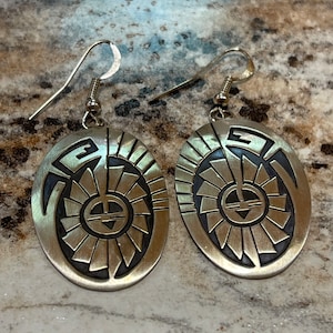 Navajo Sonne Sterling Silber Ohrringe