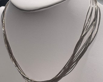 Vintage Navajo signed liquid silver necklace
