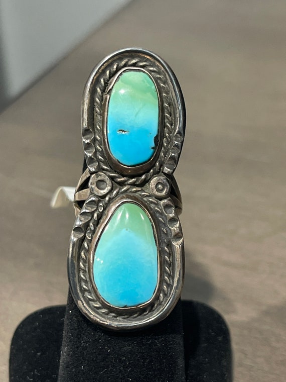 Vintage Navajo Natural Turquoise 925 Sterling Ring