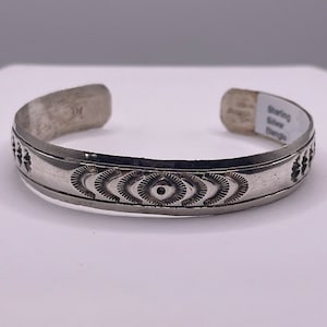 Vintage Circa 1970s Navajo Sterling Silver Artist sighted Bracelet