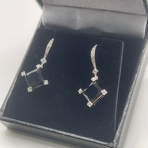Black dangle earrings 925 sterling silver
