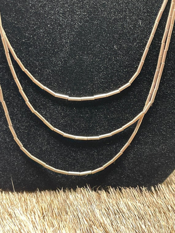 Native American made 3 strand Liquid Silver neckl… - image 1