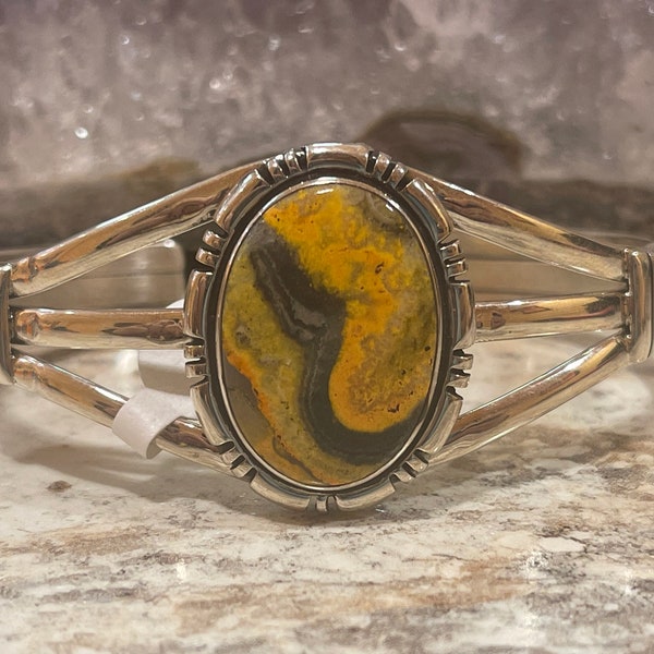 •BUMBLEBEE JASPER - SMUDGE• Navajo silver ring (size 7.75)