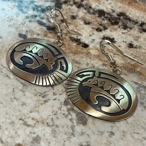 Sterling Silver Bear Earrings • Navajo Inspired Design