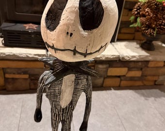 Hand-Carved Wooden Gothic Skeleton Figure – Chainsaw Carving