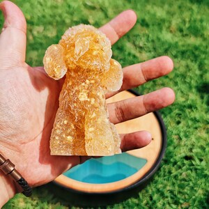 Citrine dog, Natural Crystal Gemstone Resin Poodle Figure, Resin Dog Statue, Animal Totem