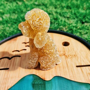 Citrine dog, Natural Crystal Gemstone Resin Poodle Figure, Resin Dog Statue, Animal Totem