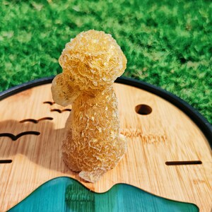 Citrine dog, Natural Crystal Gemstone Resin Poodle Figure, Resin Dog Statue, Animal Totem