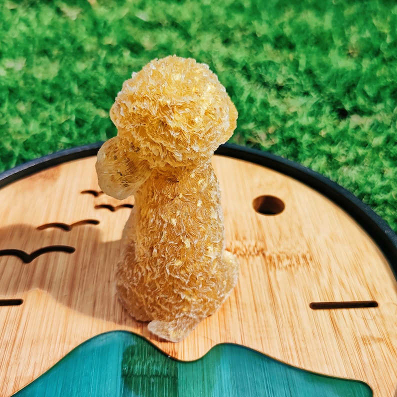 Citrine dog, Natural Crystal Gemstone Resin Poodle Figure, Resin Dog Statue, Animal Totem