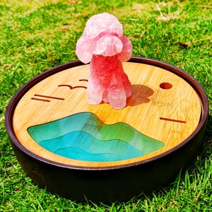 Hand Making Rose quartz Resin Poolde dog Figure