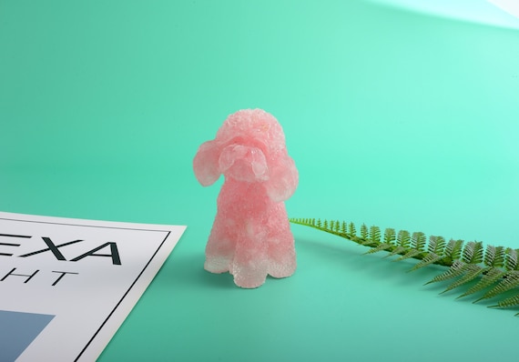 Rose quartz dog, Natural Crystal Gemstone Resin Poodle Figure, Dog Statue, Animal Totem, Dog Lover, Home Decor, Reiki and Chakra Balancing