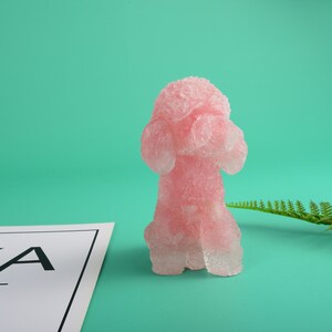 Hand Making Rose quartz Resin Poolde dog Figure
