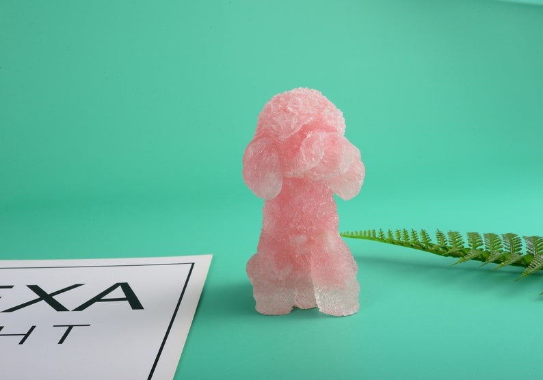 Hand Making Rose quartz Resin Poolde dog Figure