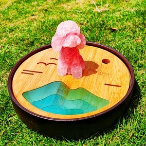Hand Making Rose quartz Resin Poolde dog Figure