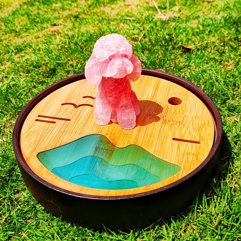 Hand Making Rose quartz Resin Poolde dog Figure