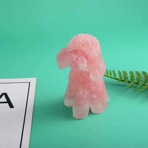 Hand Making Rose quartz Resin Poolde dog Figure