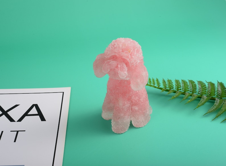 Hand Making Rose quartz Resin Poolde dog Figure