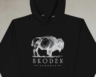 Skoden Stoodis Buffalo Hoodie | Native Pride Sweatshirt | Indigenous Unisex Hoodie | Tribal Buffalo Shirt | Native Gift