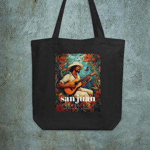 Borsa tote ecologica San Juan Porto Rico La Isla Del Encanto Jibaro Farmer Shopping Bag Boricua Gifts