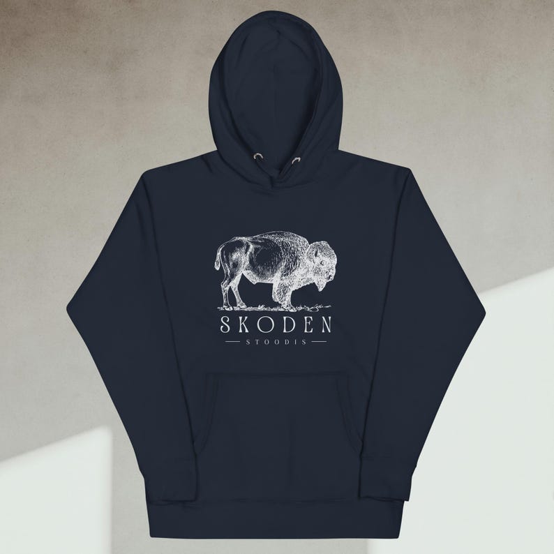 Skoden Stoodis Buffalo Hoodie | Native Pride Sweatshirt | Indigenous Unisex Hoodie | Tribal Buffalo Shirt | Native Gift
