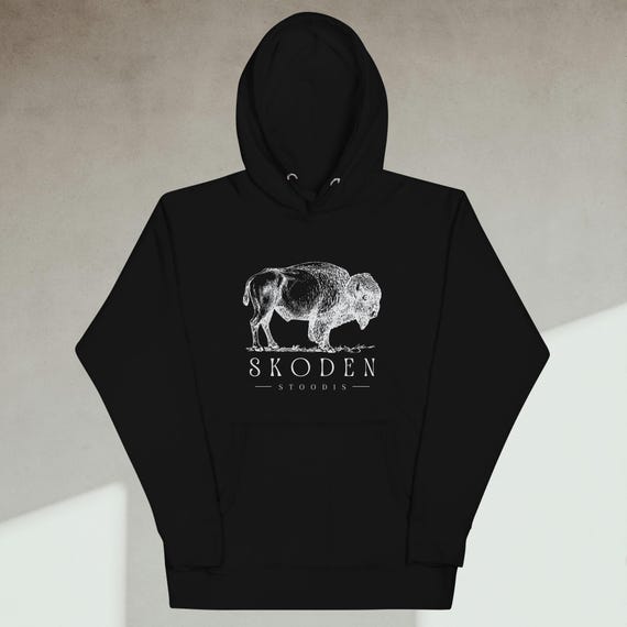 Skoden Stoodis Buffalo Hoodie | Native Pride Sweatshirt | Indigenous Unisex Hoodie | Tribal Buffalo Shirt | Native Gift