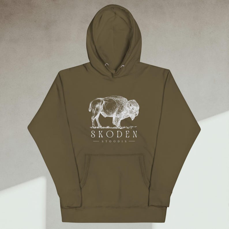 Skoden Stoodis Buffalo Hoodie | Native Pride Sweatshirt | Indigenous Unisex Hoodie | Tribal Buffalo Shirt | Native Gift