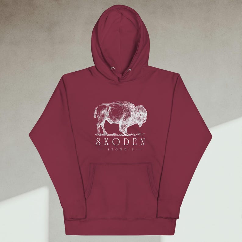 Skoden Stoodis Buffalo Hoodie | Native Pride Sweatshirt | Indigenous Unisex Hoodie | Tribal Buffalo Shirt | Native Gift