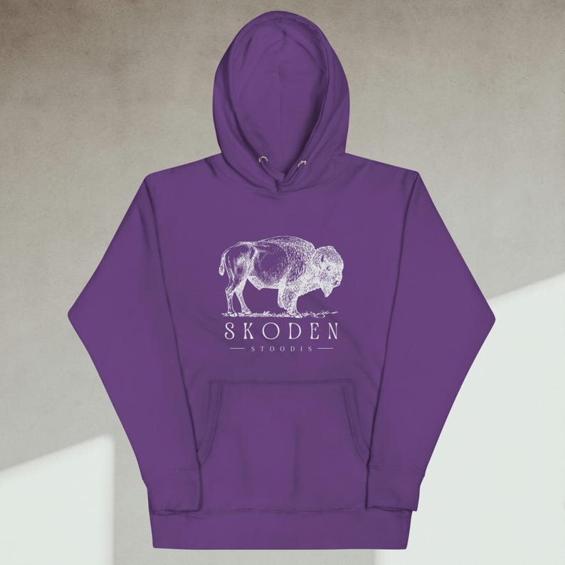 Skoden Stoodis Buffalo Hoodie | Native Pride Sweatshirt | Indigenous Unisex Hoodie | Tribal Buffalo Shirt | Native Gift